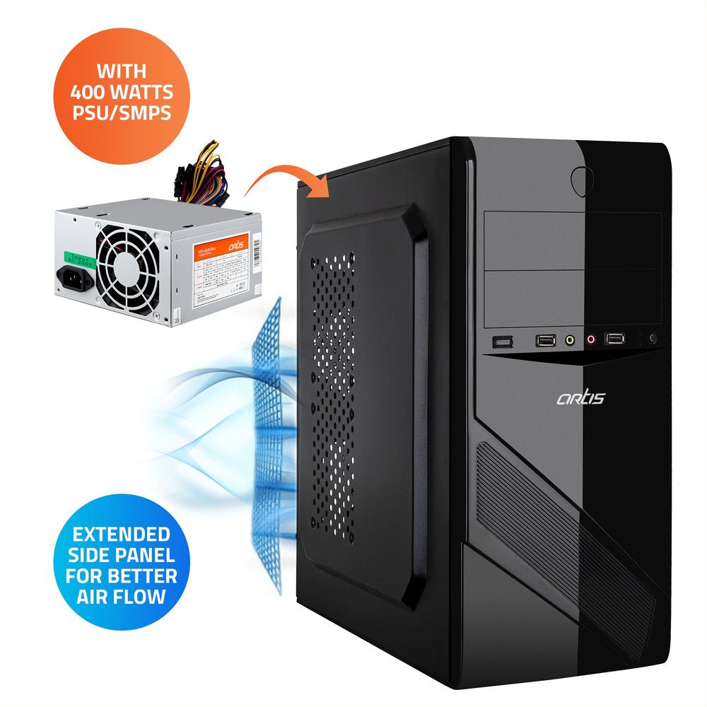 Bliss 3.0 Computer Cabinet Support Full ATX/ Micro ATX Motherboard,1 x 80mm Fan with 400W Power Supply