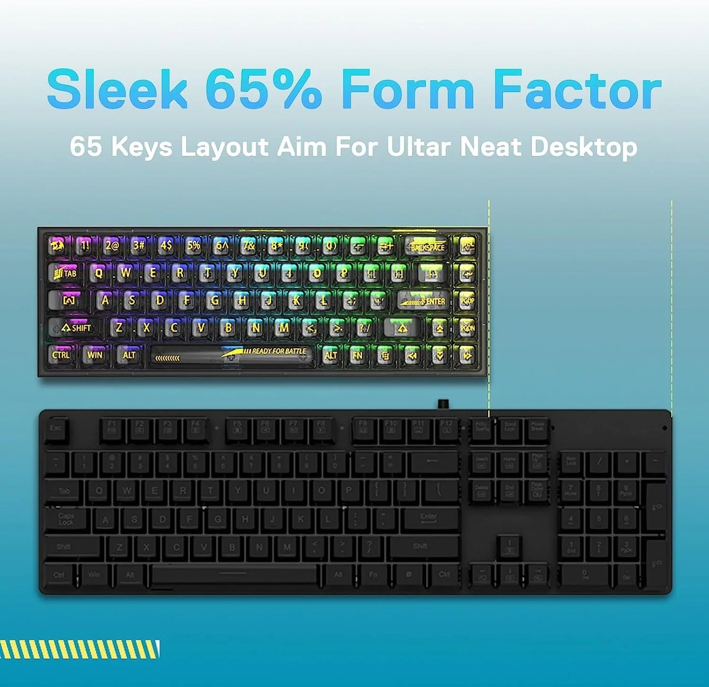 REDRAGON K631 Pro Castor 65% Mechanical Wired Gaming Keyboard ( Black ) ( Translucent Custom Switch )