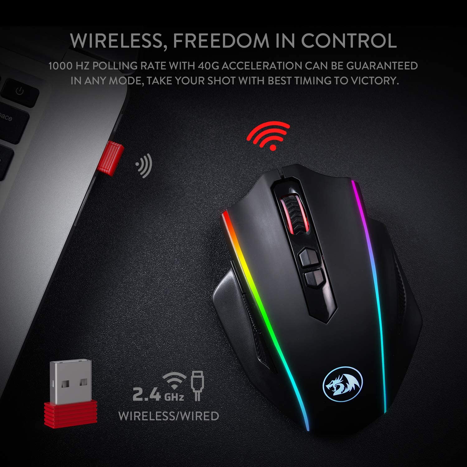 REDRAGON M686 Vampire Wired Ergonomic Gaming Mouse ( M686 ) ( 16000DPI / 8 MAcro Button ) ( Black )