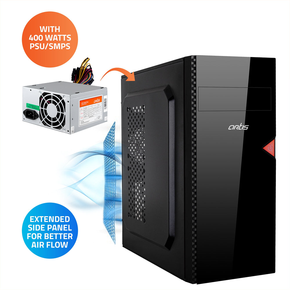 Delight 3.0 Computer Cabinet Support Full ATX/ Micro ATX Motherboard,1 x 80mm Fan with 400W Power Supply