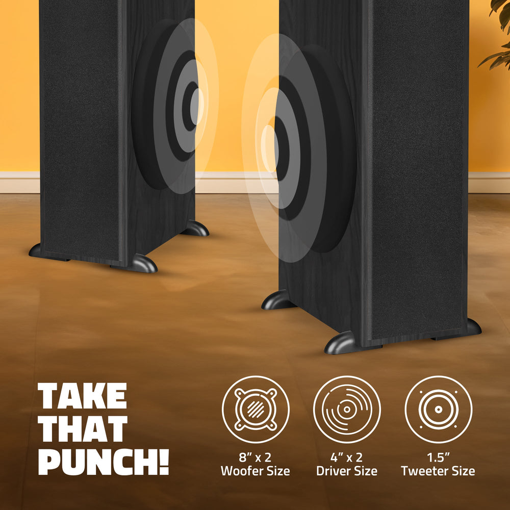 SoundHub 400 Bluetooth Tower Speaker with Bluetooth/HDMI/AUX in/Optical/USB Input /TF card Input/FM /wireless mic and wireless remote (Black ) (200W RMS Output )