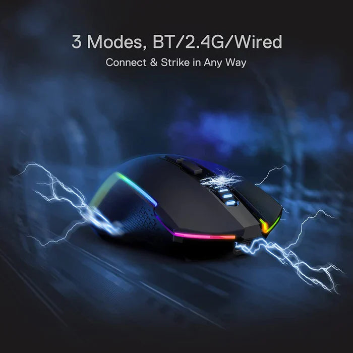 REDRAGON Trident Pro M693 Wireless / Bluetooth Ambidextrous Gaming Mouse ( 8000DPI / 7 Macro Button ) ( Black )