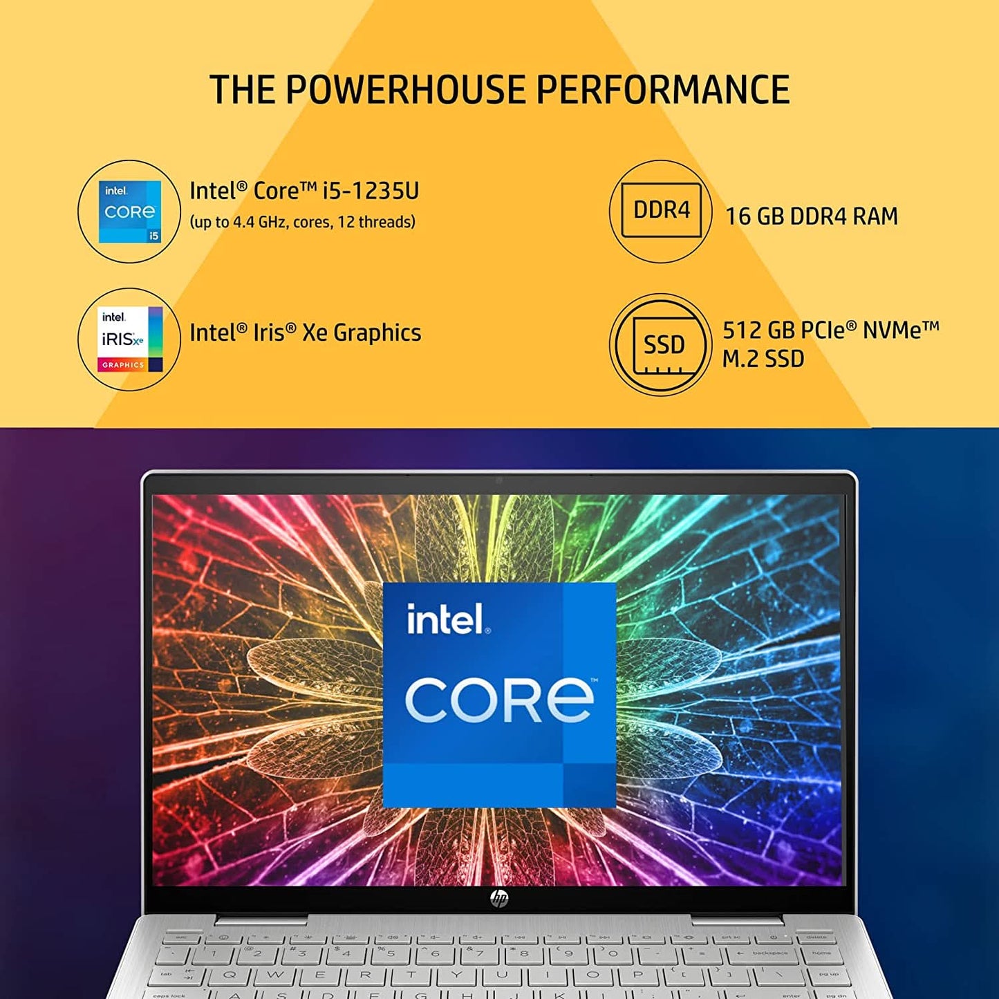 HP PAV 14-EK0074TU [CI5-1235U 12TH GEN/16GB DDR5/512GB SSD/WIN11 HOME+MSO/14.0 INCH/INTEGRATED GRAPHICS /1 YEAR(S)/SILVER]