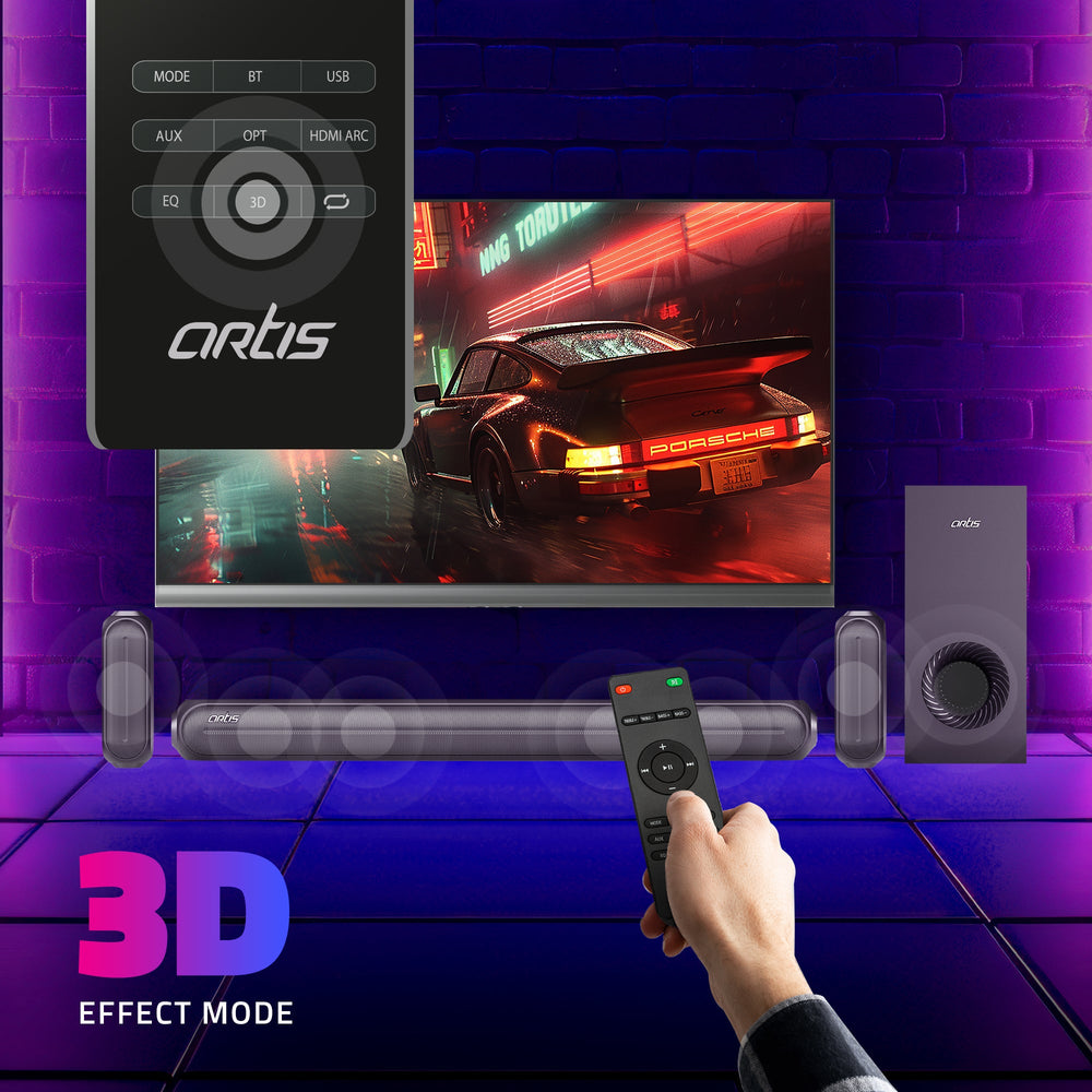 SoundHub 510 500W 5.1 Channel wireless Bluetooth Sound bar with wired Subwoofer & 2 Satellite speaker, 3 EQ Presets, 5 Driver units & Input Modes: Bluetooth/HDMI(ARC)/AUX in/COAXIAL/OPTICAL/USB Input/Subwoofer input/ Satellite input