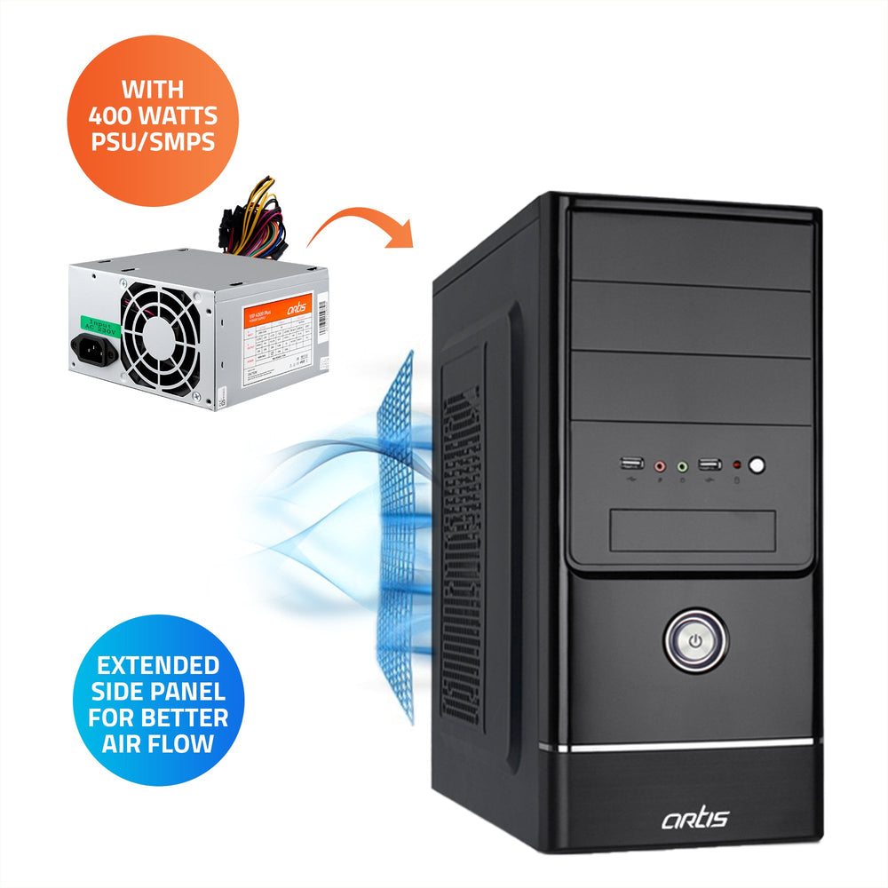 Spirit 2.0 Computer Cabinet Support Micro ATX Motherboard, 1 x 80mm Fan with 400W Power Supply