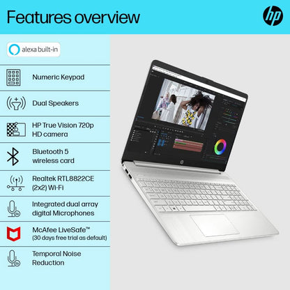 HP 15S-FQ5185TU [CI3-1215U 12TH GEN/8GB/512GB SSD/WIN11 HOME+MSO/15.6 INCH/INTEGRATED GRAPHICS /1 YEAR(S)/SILVER]