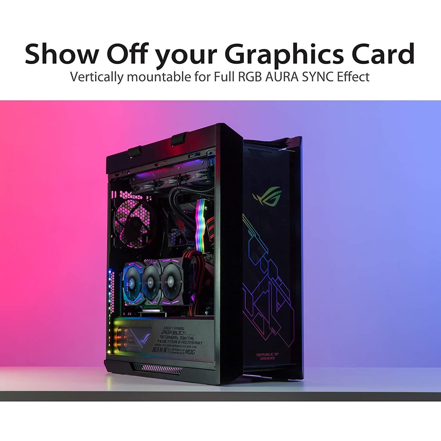 ASUS RS200 ROG Strix Riser Cable PCI-E 3.0 x16 High Speed Flexible Extender Card Extension Port 90 Degree Adapter (240 mm)