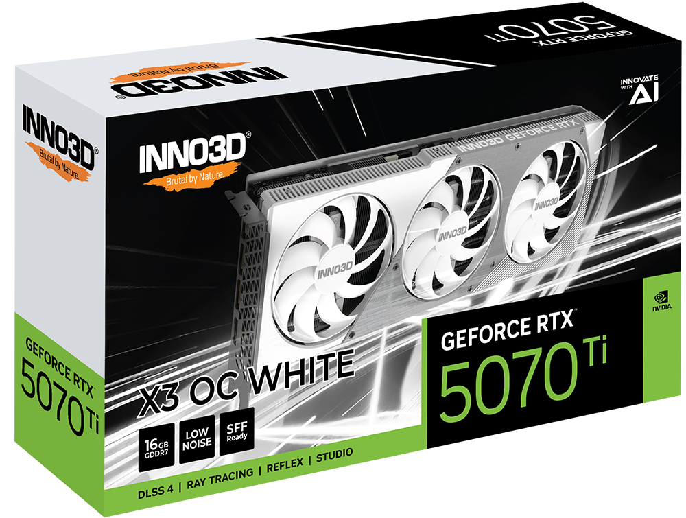 INNO3D RTX 5070 TI X3 OC WHITE 16GB GRAPHICS CARD WHITE