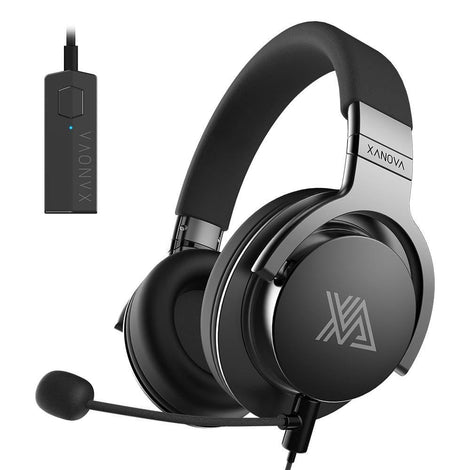 XANOVA Juturna-U Wireless + Bluetooth 7.1 Surround Gaming Headphones with Mic ( Black ) ( PC / Mobile / Xbox / PS4 )