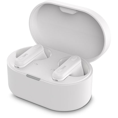 PHILIPS TAT1108WT/00 TRUE WIRELESS EARBUDS, IN-EAR, BLUETOOTH V5.3, EARPHONES WITH MIC, 15H PLAYBACK,SHANK SHAPE, IPX4, BUTTON CONTROLS, COMFORTABLE FIT, AI MIC FOR CRYSTAL CLEAR SOUND QUALITY (WHITE)