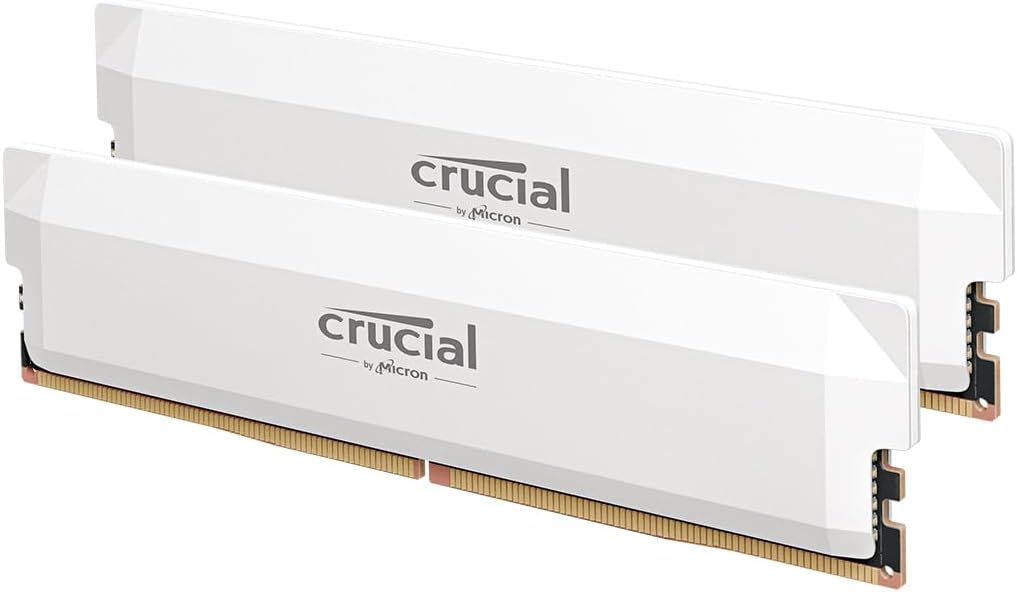 CRUCIAL PRO 64GB (2X32GB) DDR5-6400 UDIMM CL40 WHITE CP2K32G64C40U5W