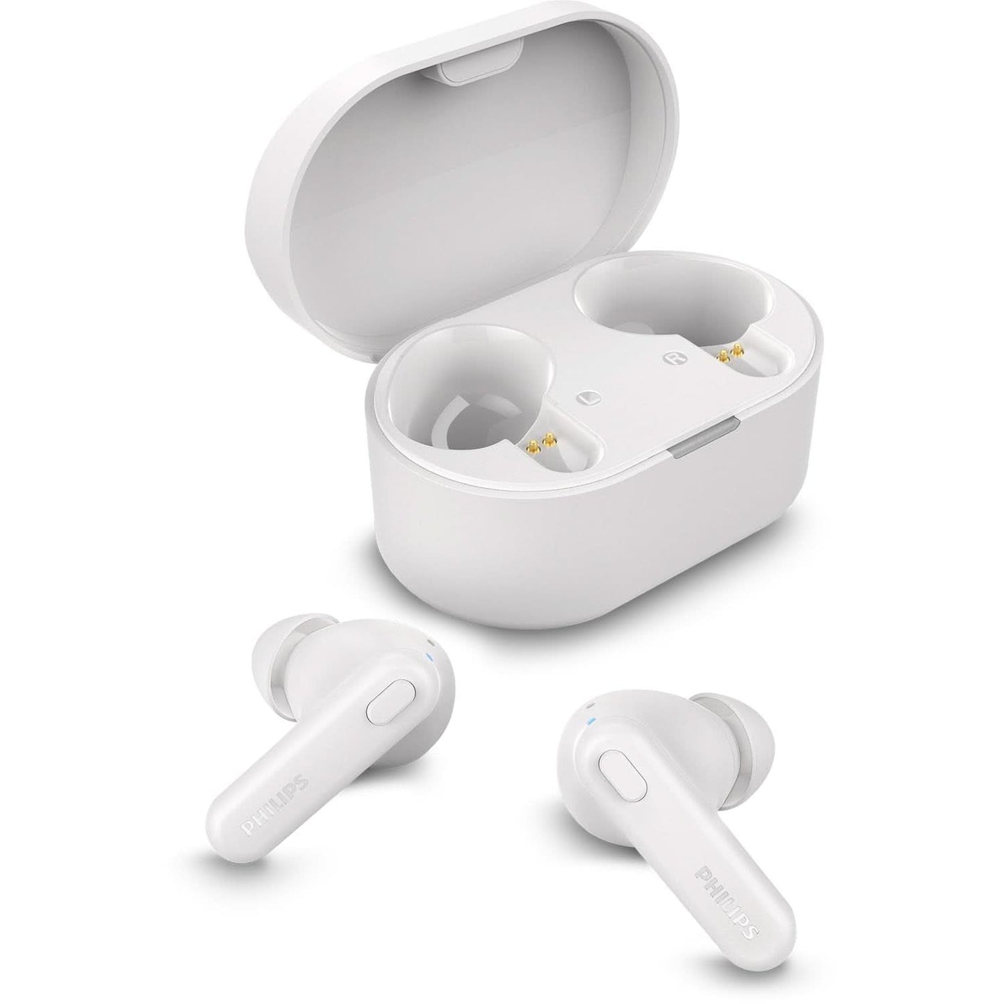 PHILIPS TAT1108WT/00 TRUE WIRELESS EARBUDS, IN-EAR, BLUETOOTH V5.3, EARPHONES WITH MIC, 15H PLAYBACK,SHANK SHAPE, IPX4, BUTTON CONTROLS, COMFORTABLE FIT, AI MIC FOR CRYSTAL CLEAR SOUND QUALITY (WHITE)