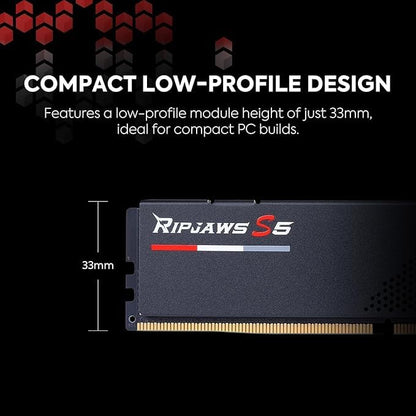 G.SKILL RIPJAWS S5 INTEL XMP 32GB (1*32GB) DDR5 5600 MHZ CL 46 F5-5600J4645A32GX1-RS5K RAM