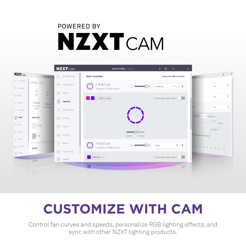 NZXT F120RGB CORE - 120MM HUB-MOUNTED RGB FAN - SINGLE PACK (BLACK)-RF-C12SF-B1