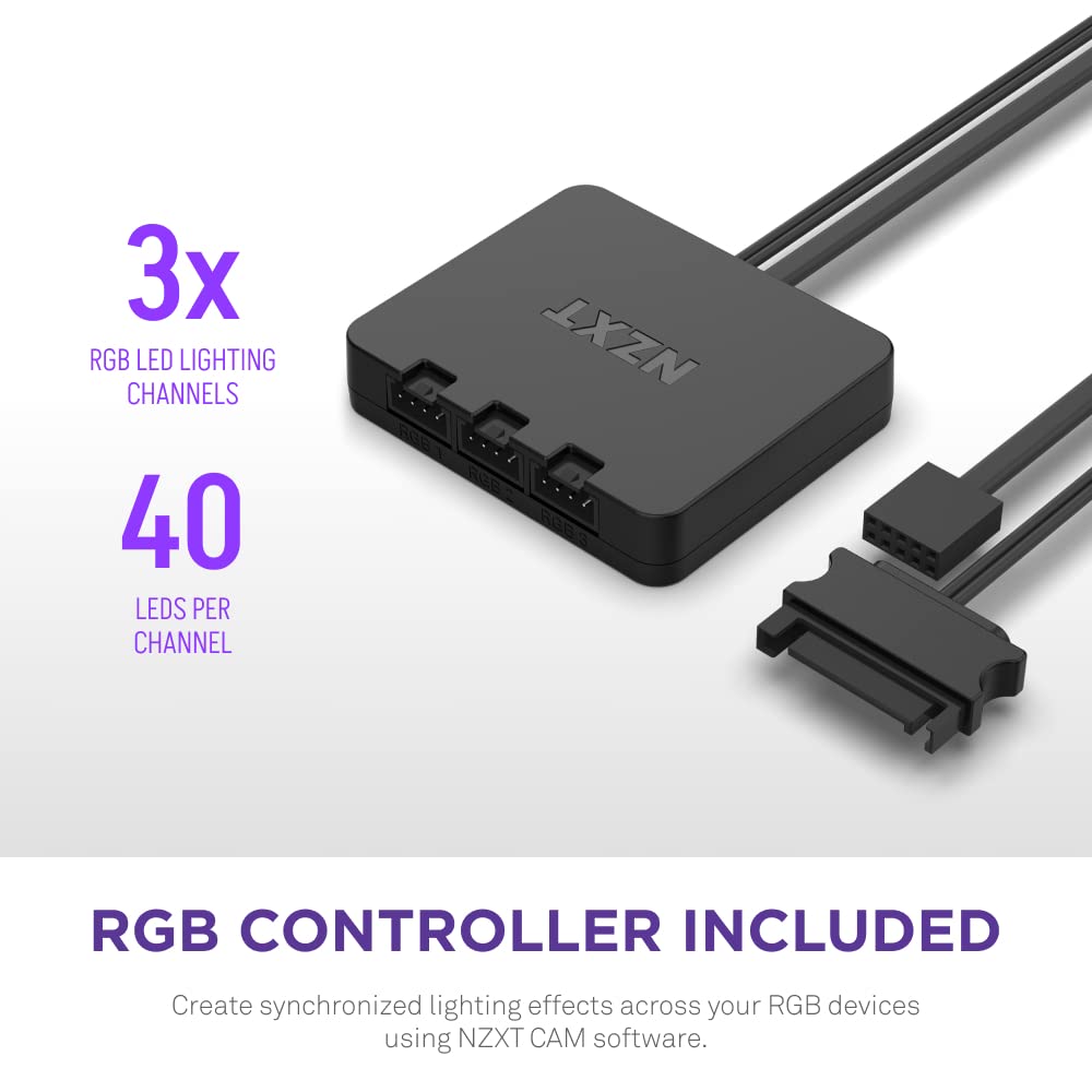 NZXT F120RGB DUO - 120MM DUAL-SIDED RGB FAN - TRIPLE PACK (WHITE) W/RGB CONTROLLER-RF-D12TF-W1