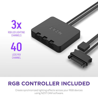 NZXT F120RGB DUO - 120MM DUAL-SIDED RGB FAN - TRIPLE PACK (WHITE) W/RGB CONTROLLER-RF-D12TF-W1