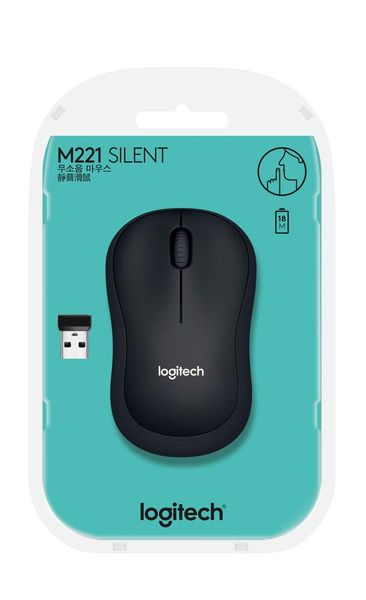 LOGITECH M221 Silent Wireless Ambidextrous Gaming Mouse ( 鈥?10-004882 ) ( 1000DPI / 3 Macro Button ) ( Black )