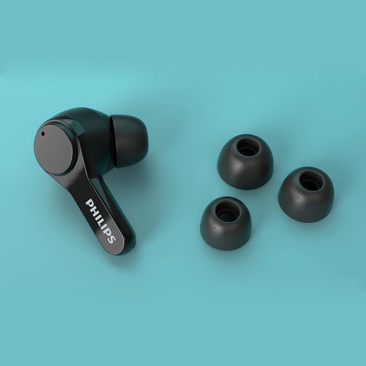PHILIPS AUDIO TAT3217BK TRUE WIRELESS EARBUDS WITH 4 MIC ENC FOR CRYSTAL CLEAR CALLING, 26 HR PLAYTIME, IPX5 WATER RESISTANCE | APP SUPPORT, 10MM NEODYMIUM DRIVERS FOR RICH SOUND & PUNCHY BASS (BLACK)