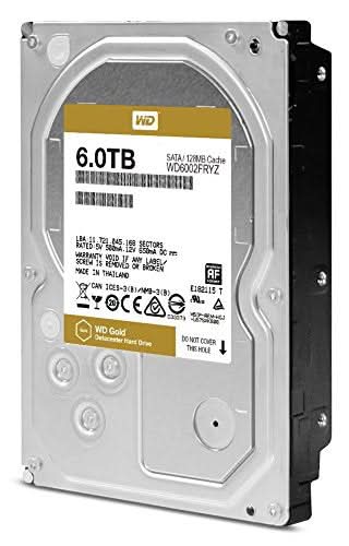 WESTERN DIGITAL 6TB GOLD INTERNAL SATA HARD DRIVE