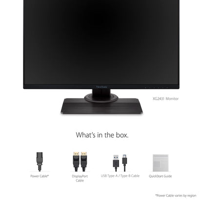 VIEWSONIC 60.96 CM (24") FHD FAST IPS 240HZ 0.5MS PREMIUM GAMING MONITOR,BLUR BUSTERS 2.0 CERTIFIED, VESA HDR 400, HEIGHT ADJUSTMENT, TILT, PIVOT, SWIVEL, HDMI,DP, USB A,B &104% SRGB-XG2431