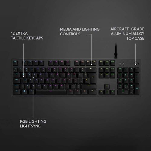 LOGITECH G512 RGB Wired Mechanical Gaming Keyboard (GX Blue Switch) (Carbon)