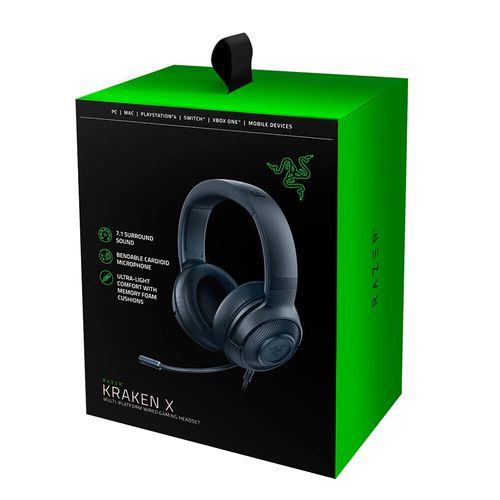 RAZER Kraken X Wired 7.1 Surround Gaming Headphones ( Black ) ( PC / PS4 / PS5 / MacOS )
