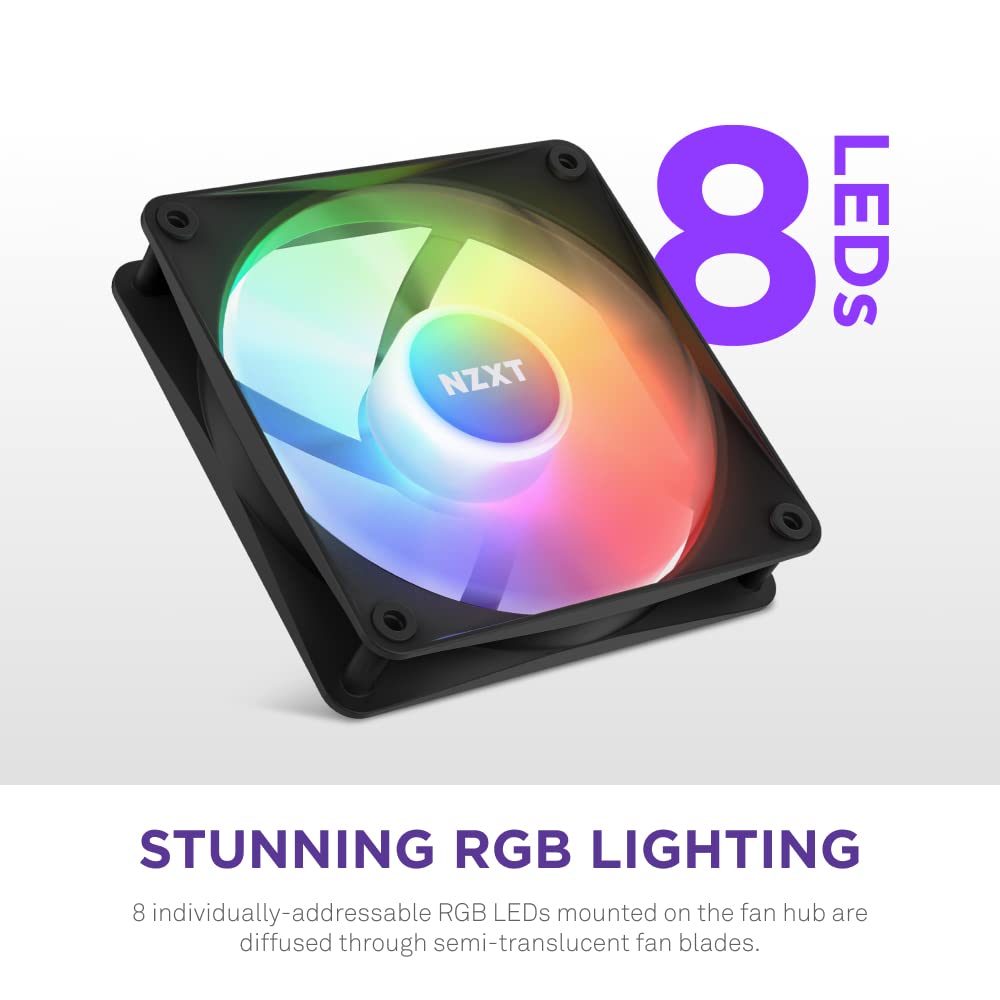 NZXT F120RGB CORE - 120MM HUB-MOUNTED RGB FAN - SINGLE PACK (BLACK)-RF-C12SF-B1