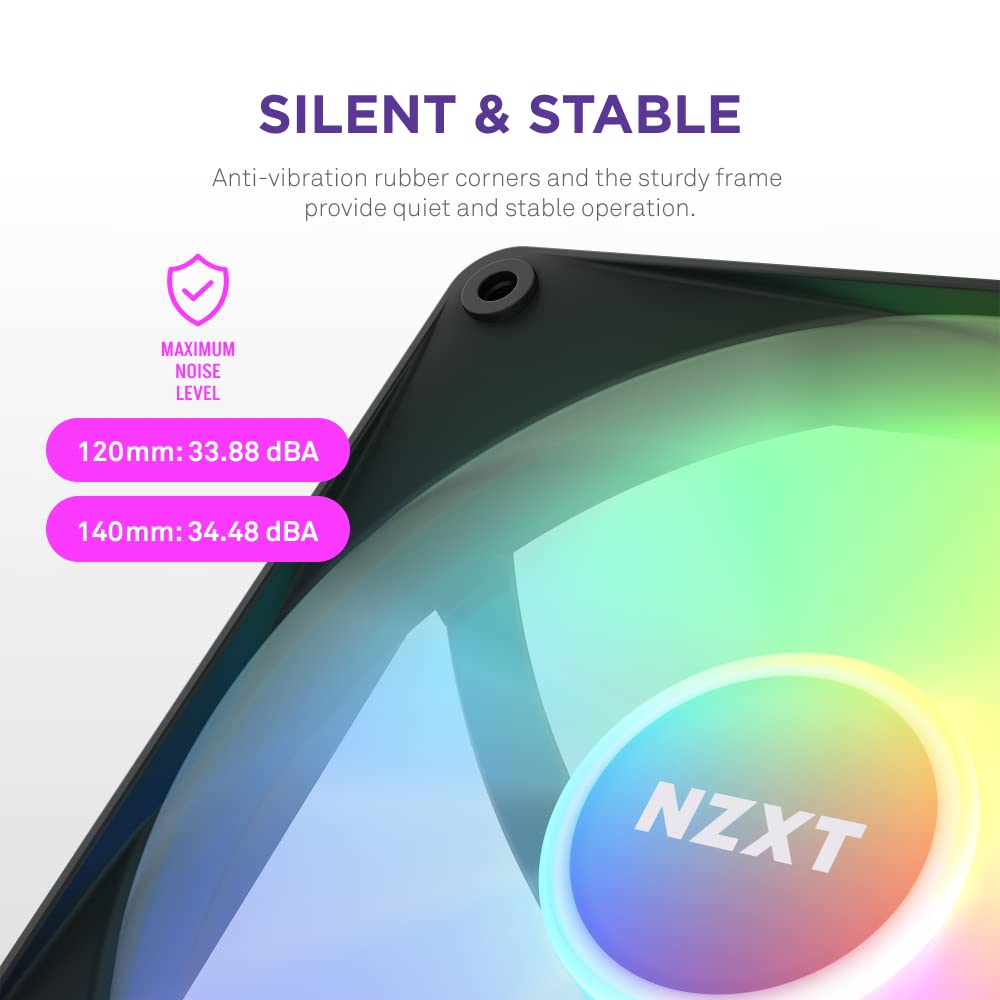 NZXT F120RGB CORE - 120MM HUB-MOUNTED RGB FAN - SINGLE PACK (BLACK)-RF-C12SF-B1