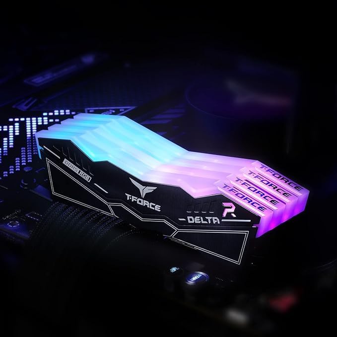 TEAMGROUP T-FORCE DELTA RGB 32GB (32GBX1) DDR5 5200MHZ RAM (BLACK)