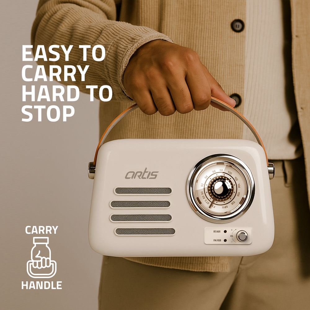 BT15 Retro Portable Wireless Bluetooth Speaker with Analog Control FM/USB & AUX Input (14W RMS Output)