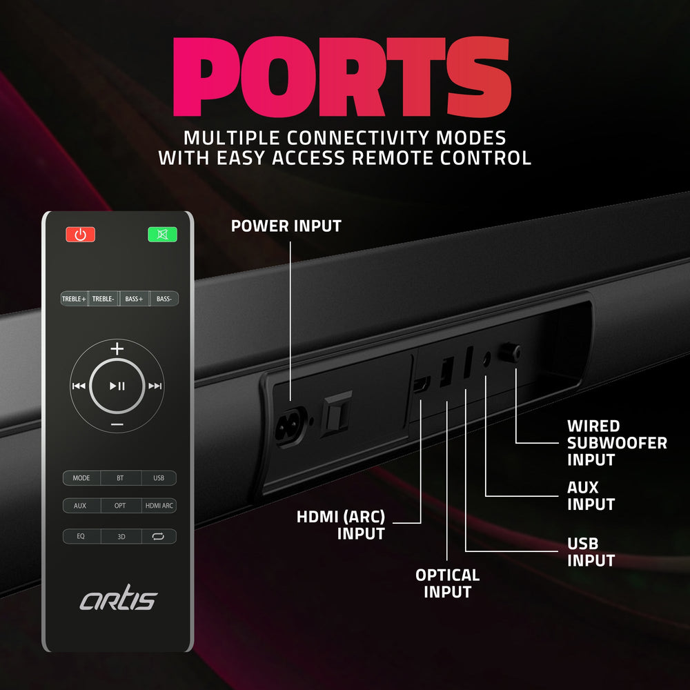 SoundHub 310 2.1 CH 200 Watts Wireless Bluetooth Soundbar with Wired Subwoofer & Multiple Input Modes: Bluetooth/HDMI (ARC) / AUX in/OPTICAL