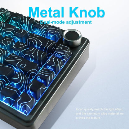 AULA F75 75% SIDE ENGRAVED TRI MODE TKL 80 KEYS WIRELESS MECHANICAL GAMING KEYBOARD WITH KNOB | 4000MAH BATTERY, SOUTH-FACING RGB BACKLIT PRE-LUBED HOT SWAPPABLE | BLACK CONTOUR - STAR VECTOR SWITCHES