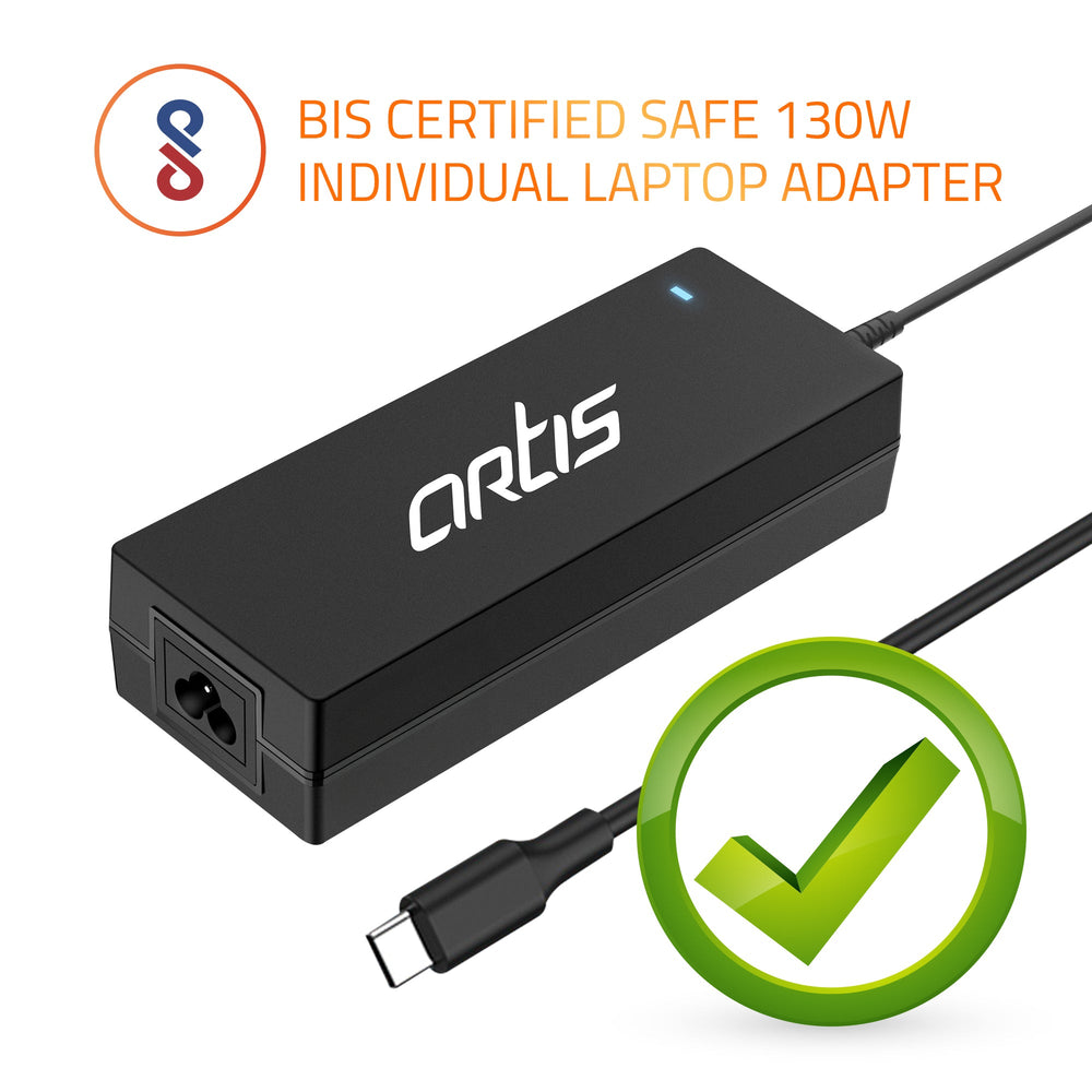 AR1207 130Watt Laptop Charger/Adapter with Power Cord Compatible with Dell Laptops (5V/1A, 20V/4.5A, 20V/6.5A, Pin: USB-C)