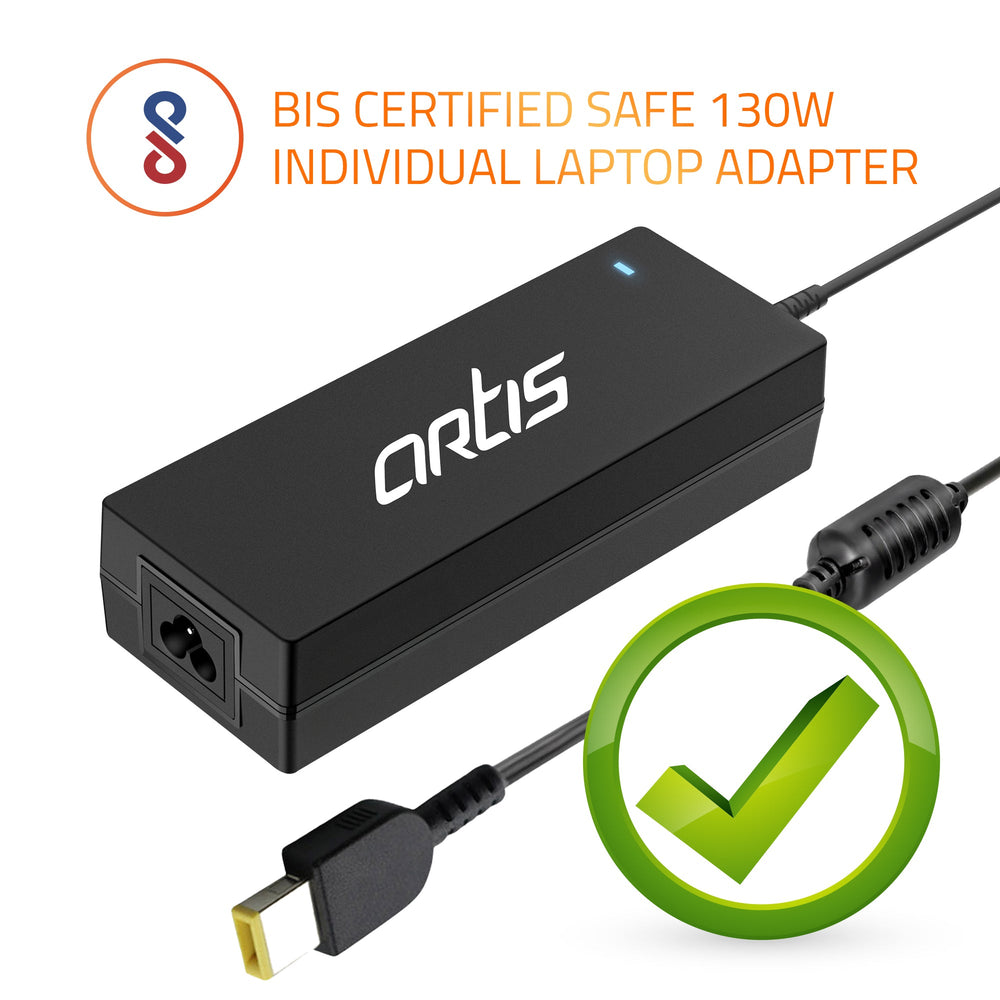 AR1205 130 Watt Laptop Charger/Adapter with Power Cord Compatible with Lenovo Laptops (20V/6.75A, Pin: USB)