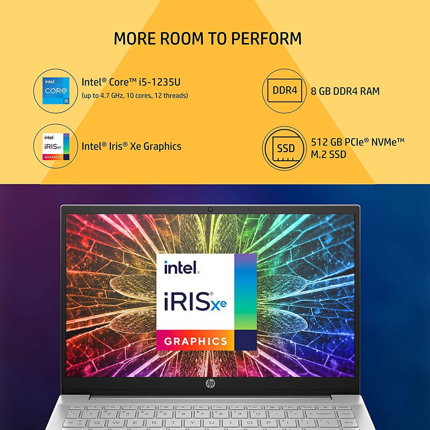 HP PAVILION 14 DV2053TU [CI5-1235U 12TH GEN/8GB/512GB SSD/WIN11 HOME+MSO/14.0 INCH/INTEGRATED GRAPHICS /1 YEAR(S)/SILVER]