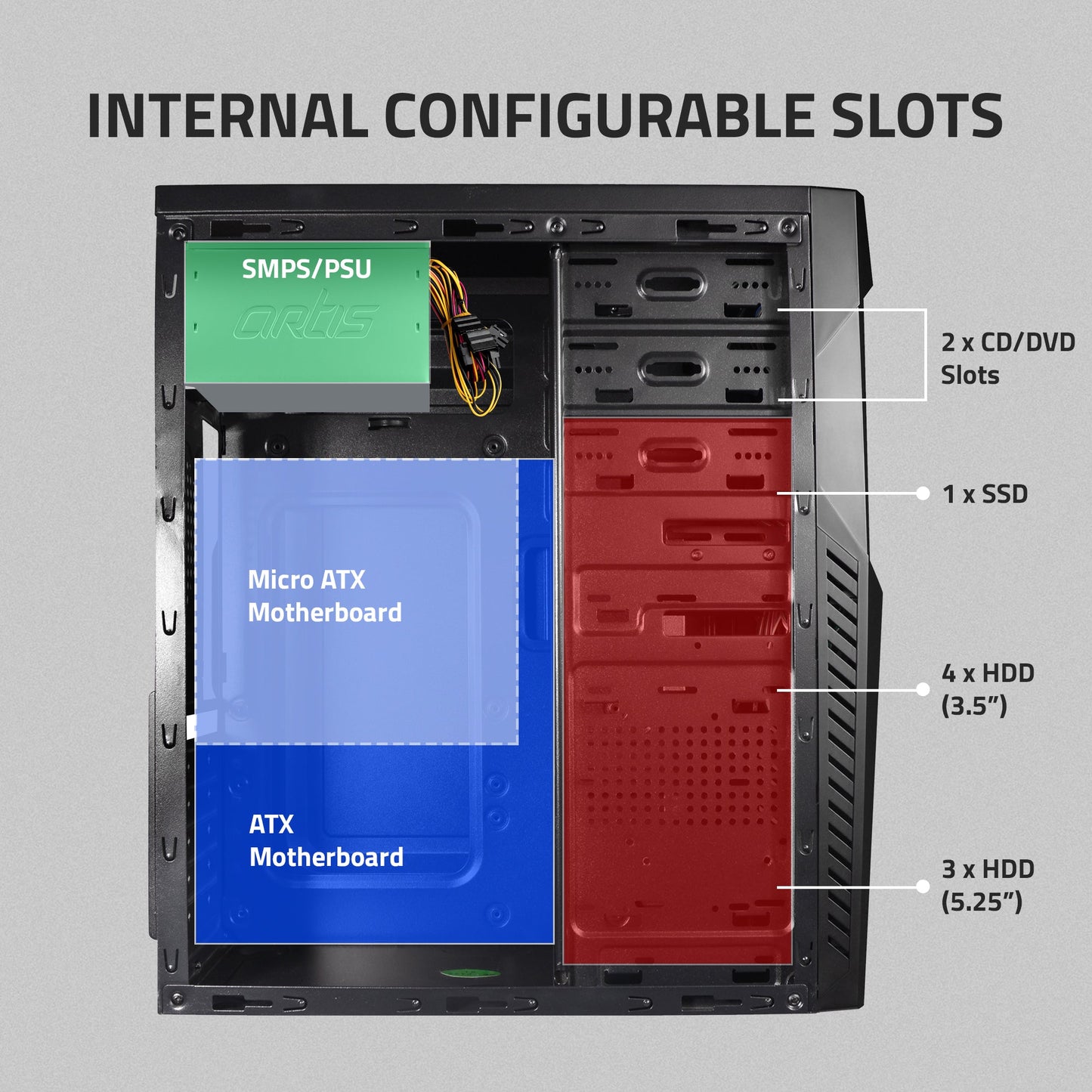 507 3.0 Computer Cabinet Support Full ATX/ Micro ATX Motherboard,1 x 80mm Fan with 400W Power Supply