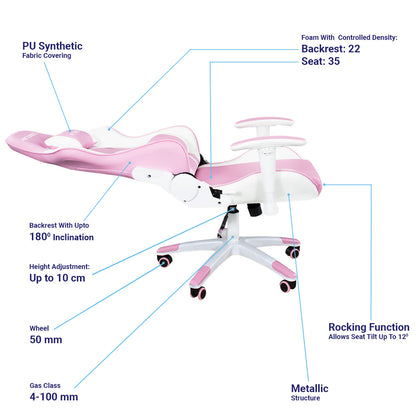 ANT ESPORTS CHAIR 9077 - WHITE & PINK