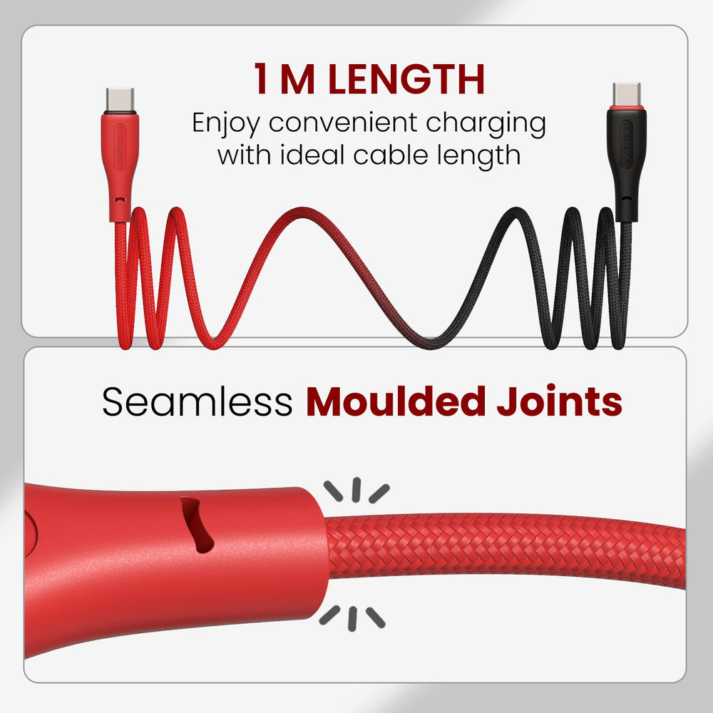 HUE X - Type C To Type C 60W 1M, Black+Red