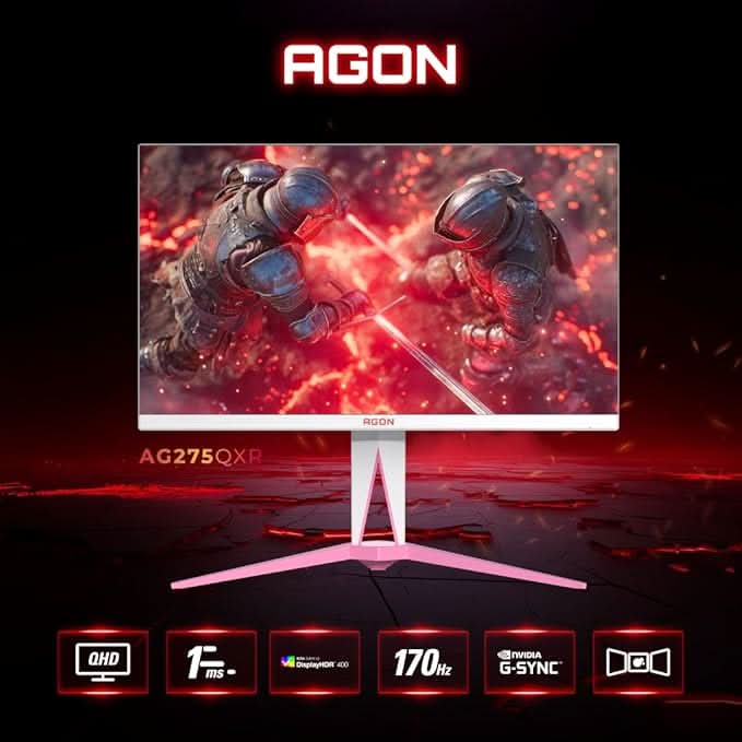 AOC Agon 27 , IPS, QHD 2560 x1440, 170 Hz, 0.5 ms, 350 cd/m², HDMI 2.0 x 2, DP 1.4 x 2, / USB- 3.2 x 1 / NTSC 106% / sRGB 104% with Hight Adjustable Stand / AMD Free Sync Premium / HDR 400 / Pick asnd White colour.