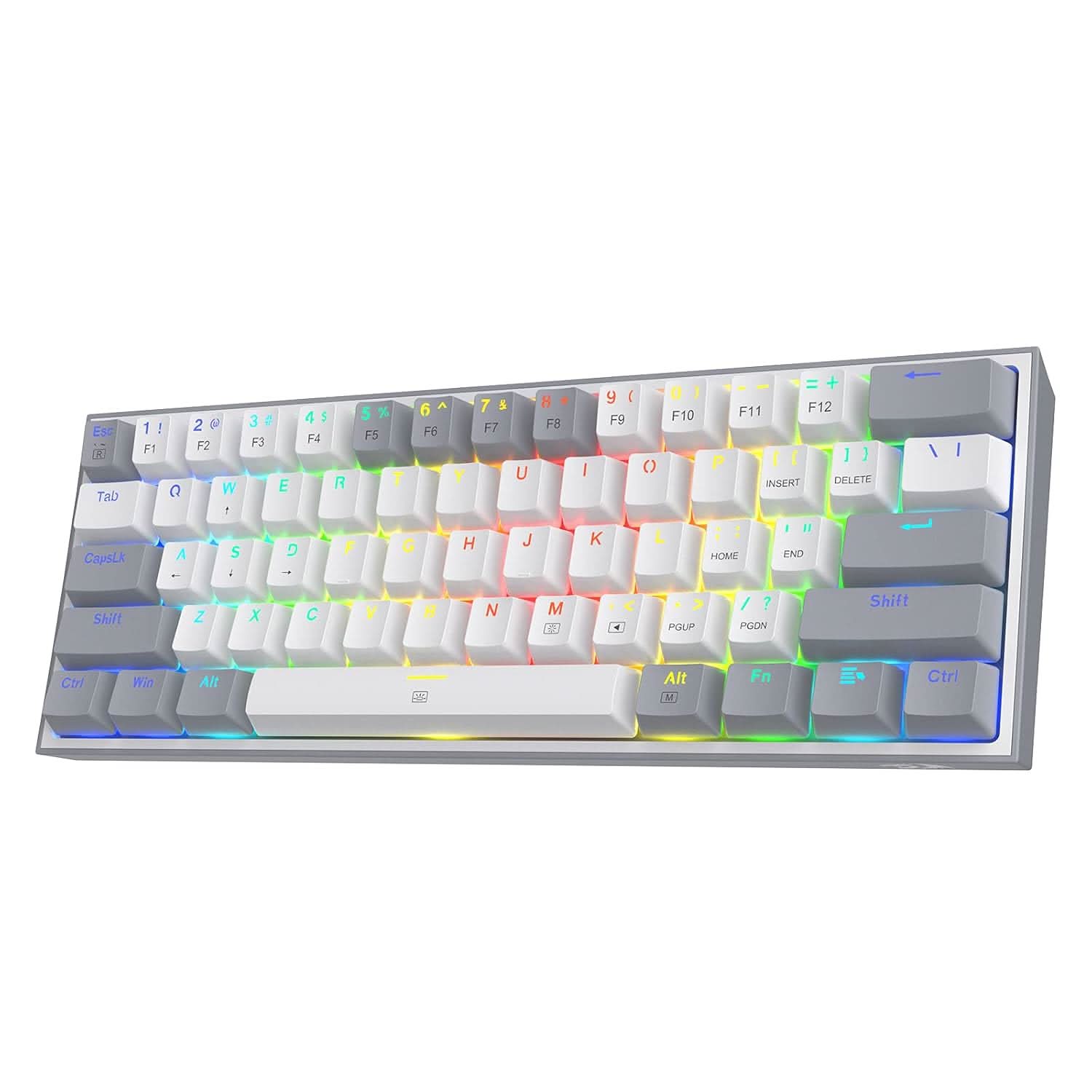 REDRAGON K617 FIZZ 60% WIRED RGB RED SWITCH GAMING KEYBOARD WHITE AND GREY