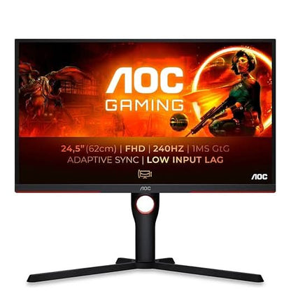 AOC 24.5 VA , FHD , 240 Hz, 0.5ms, 300 cd/m², HDMI 2.0 x 2, DP 1.2 x 1, NTSC 101% / sRGB 120% with Hight Adjustable Stand / AMD FreeSync Premium.