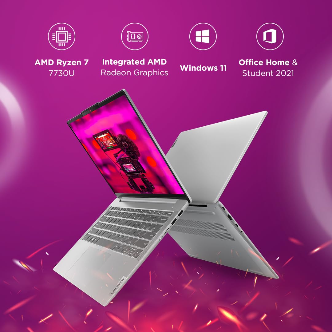 LENOVO IDEAPAD SLIM 5 RYZEN 7 7730U (16GB RAM/1TB SSD/WINDOWS 11/MS OFFICE 2021/WUXGA OLED/14 (35.5CM)/BACKLIT KB/ALEXA/3 MONTH GAME PASS/GREY/1.46KG), 82XE007EIN LAPTOP