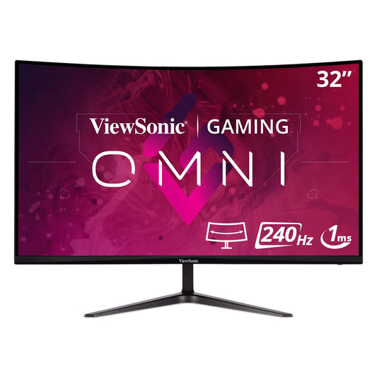 VIEWSONIC VX3219-PC-MHD 81.28 CM (32'') FULL HD 240HZ, 1MS, 1500R CURVED GAMING MONITOR WITH AMD FREESYNC PREMIUM, 2W DUAL SPEAKERS, HDR10, EYE CARE, FLICKER FREE, 103% SRGB, HDMI & 1X DP