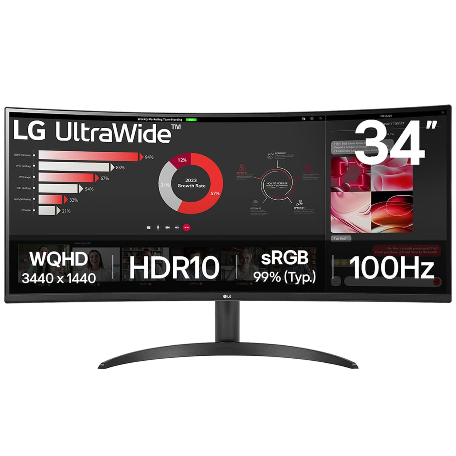LG 34 INCHES CURVED ULTRA WIDE WQHD MONITOR, BLACK- 34WR50QK-B