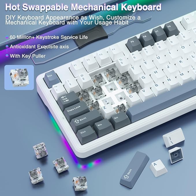 AULA F87 SMOKE BLUE SWITCH MECHANICAL GAMING KEYBOARD