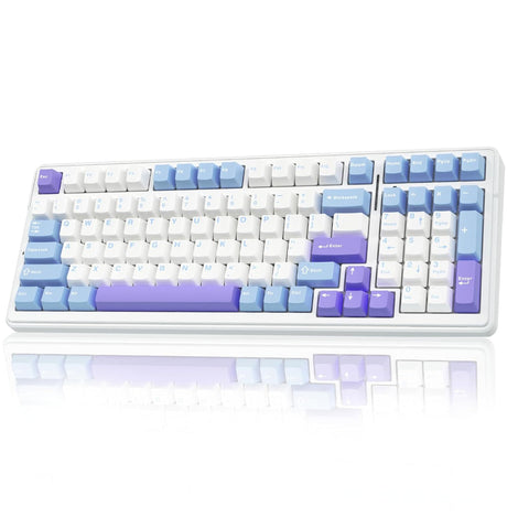 AULA F99 96% Wireless Membrane Gaming Keyboard ( Graywood Switch ) ( White / Blue ) ( F99UWW )