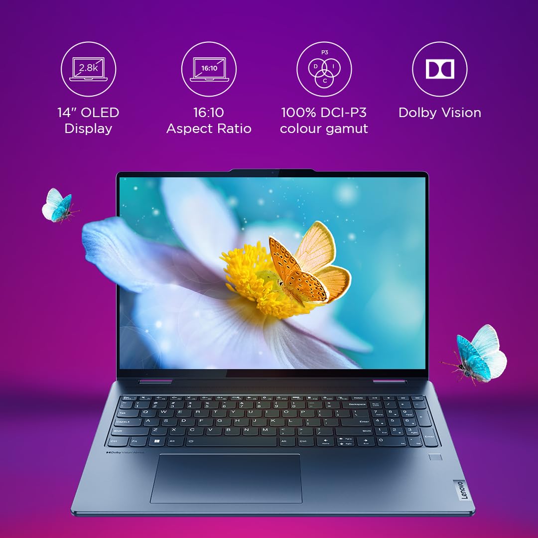 LENOVO YOGA 7 INTEL CORE I7-1360P 14 INCH(35.5CM) OLED 2-IN-1 400NITS LAPTOP(16GB/1TB SSD/WIN 11/OFFICE 2021/BACKLIT KB/DIGITAL PEN/1YR WARRANTY/ALEXA/3 MONTH GAME PASS/TIDAL TEAL/1.49KG), 82YL0099IN