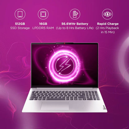 LENOVO IDEAPAD SLIM 5 83BG000DIN [CI5-12450H 12TH GEN/16GB/512GB SSD/WIN11 HOME+MSO/16.0 INCH/INTEGRATED GRAPHICS /1 YEAR(S)/GREY]