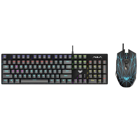 AULA T640 Full Size Wired Mechanical Gaming Keyboard And Mouse Combo ( Black )