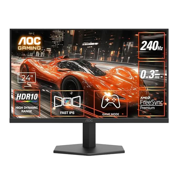 AOC 27G11ZE2 27 FHD Fast IPS Gaming Monitor – Black/Red |1920×1080| 240Hz Refresh | 0.3ms Response |Adaptive-Sync| HDR10| Frameless Design